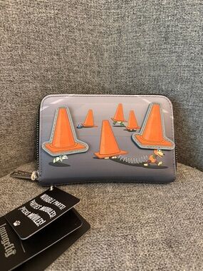 Loungefly Gray Zip Wallet with Playful Orange Cone Print